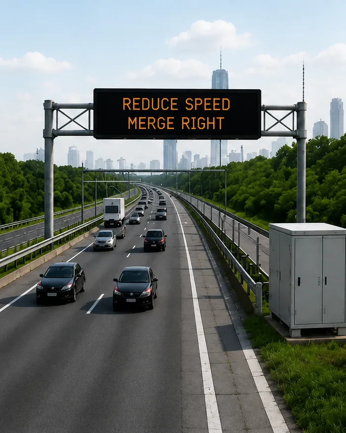 Clear highway and freeway ITS application scene without label overlays