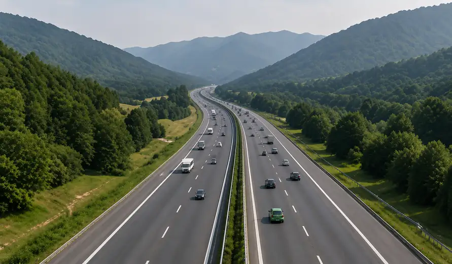 Long-distance highway connectivity across mountain roads