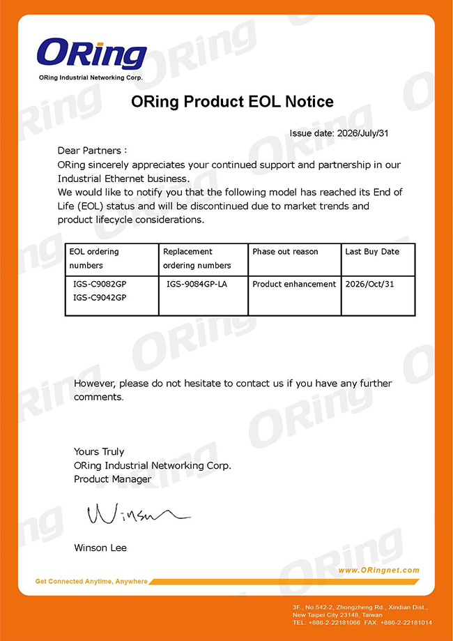 650 EOL Notice IGS C9082GP IGS C9042GP