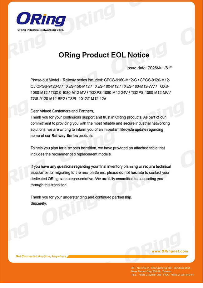 650 EOL Notice Railway Series 20260731 01