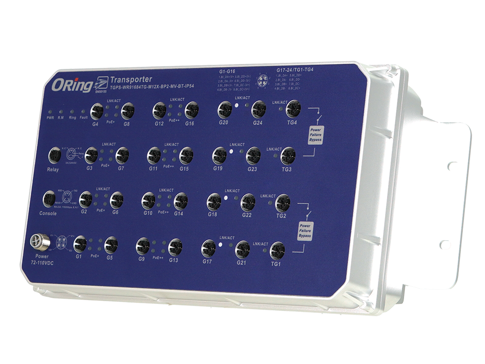 Representative model from the IGPS-WRT L3 TSN PoE railway switch series